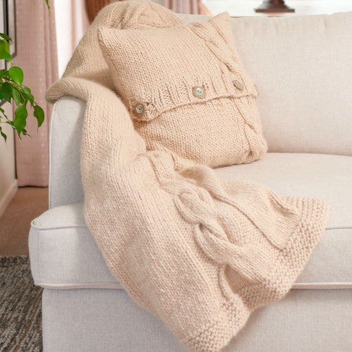 Cable Cushion & Couch Throw Knit Kit-Needlecraft Kits-Wild and Woolly Yarns