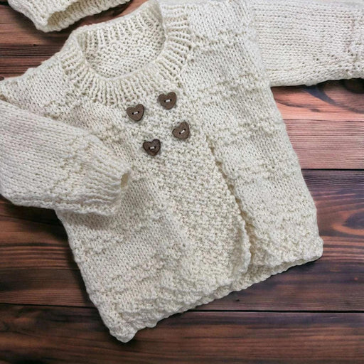 Cardigan & Hat Knit Kit 8Ply-Needlecraft Kits-Wild & Woolly Yarns-Elm Green (2018) *NEW*-3 Months-Wild & Woolly Yarns