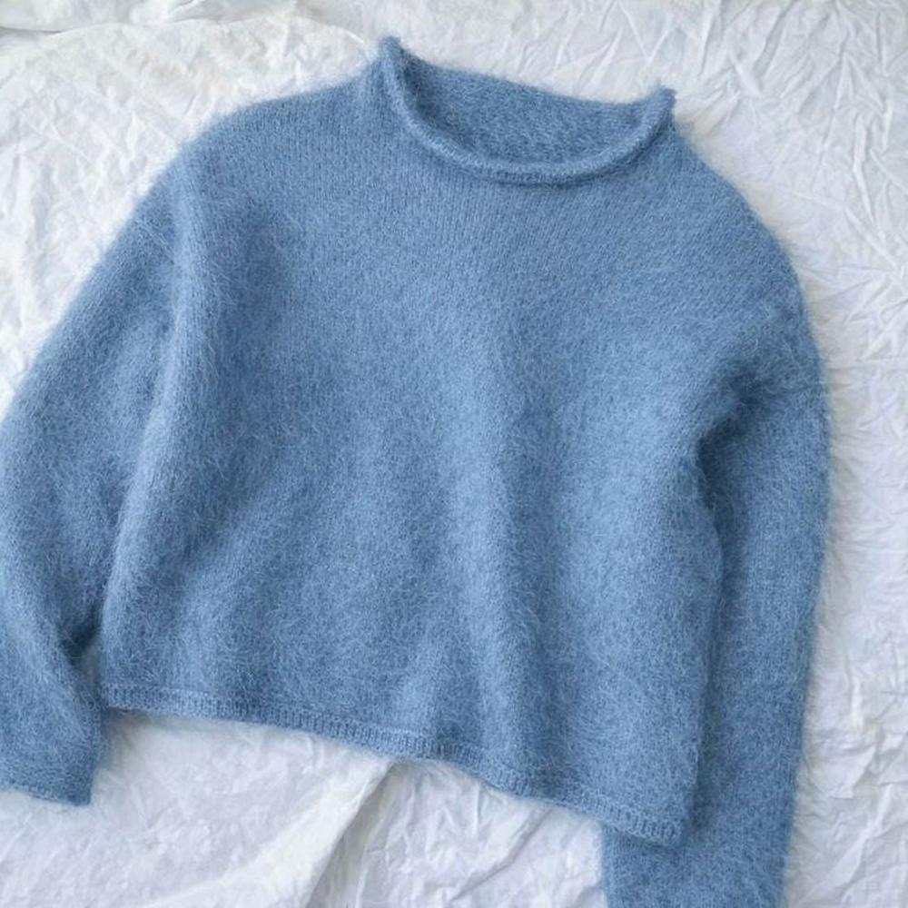 Cloud Blouse Knit Kit-Needlecraft Kits-Wild & Woolly Yarns-Polo Blue (6071)-XXS-Wild & Woolly Yarns