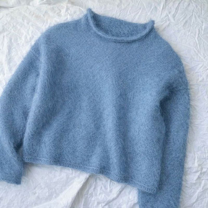 Cloud Blouse Knit Kit-Needlecraft Kits-Wild & Woolly Yarns-Polo Blue (6071)-XXS-Wild & Woolly Yarns