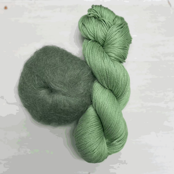 'Cosy' A Simple Scarf Knit Kit-Needlecraft Kits-Wild & Woolly Yarns-Cut Grass & Bird's Egg Green-Without Needles-Wild & Woolly Yarns