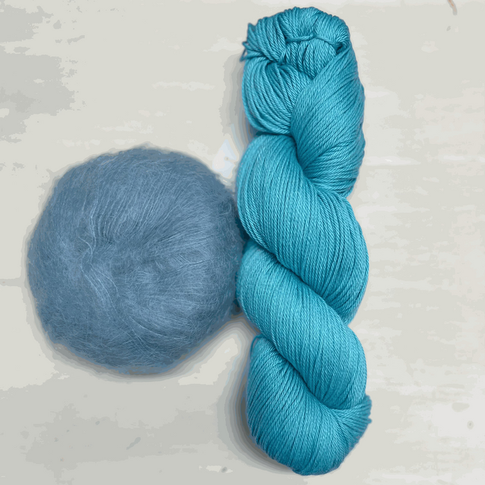 'Cosy' A Simple Scarf Knit Kit-Needlecraft Kits-Wild & Woolly Yarns-Ice Pop & Frozen Lake-Without Needles-Wild & Woolly Yarns
