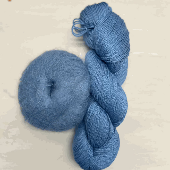 'Cosy' A Simple Scarf Knit Kit-Needlecraft Kits-Wild & Woolly Yarns-Picnic & Polo Blue-Without Needles-Wild & Woolly Yarns