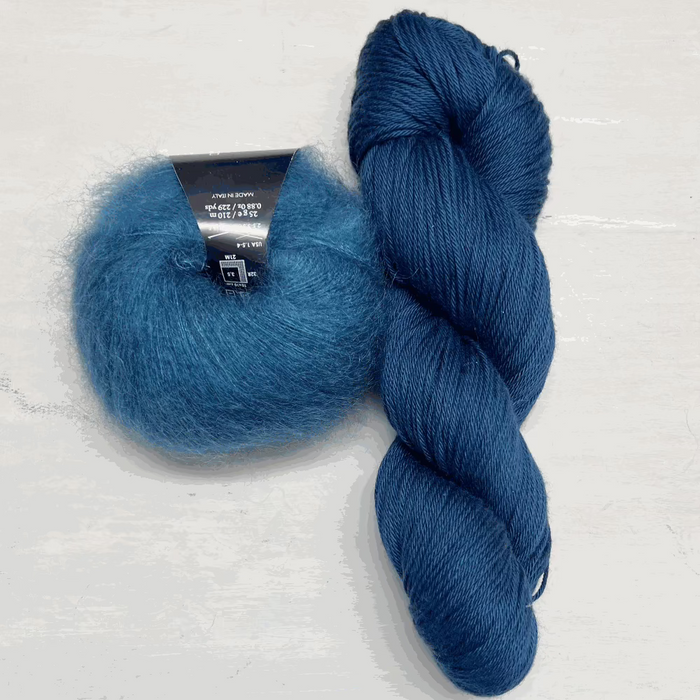 'Cosy' A Simple Scarf Knit Kit-Needlecraft Kits-Wild & Woolly Yarns-Starry Sky & Teal-Without Needles-Wild & Woolly Yarns