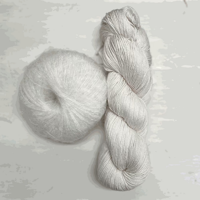 'Cosy' A Simple Scarf Knit Kit-Needlecraft Kits-Wild & Woolly Yarns-Straw Basket & Angel's Whisper-Without Needles-Wild & Woolly Yarns