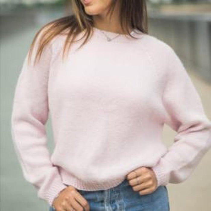 Crew Neck Top Down Sweater Knit Kit-Needlecraft Kits-Wild & Woolly Yarns-Natural (1440)-Small-Wild & Woolly Yarns