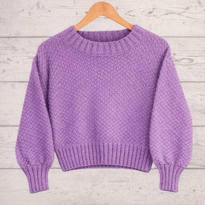 Cropped Sweater Knit Kit-Needlecraft Kits-Wild & Woolly Yarns-Sparkling Grape (615)-32-34 / 34-36-Wild & Woolly Yarns