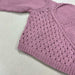 Crossover Jacket & Hat Knit Kit - Solid; baby jacket in pink organic cotton with lace pattern and ribbed edging.