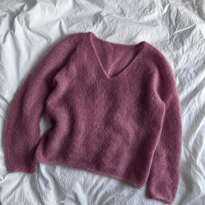 Cumulus Blouse V-Neck Knit Kit-Needlecraft Kits-Wild & Woolly Yarns-XS / S-Cabernet (6042)-Wild & Woolly Yarns