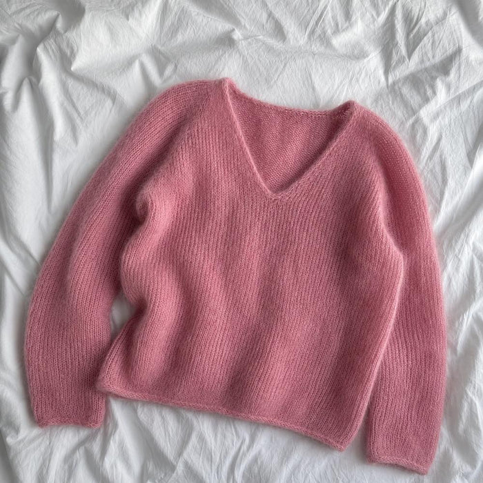 Cumulus Blouse V-Neck Knit Kit-Needlecraft Kits-Wild & Woolly Yarns-XS / S-Crushed Raspberry (6124)-Wild & Woolly Yarns
