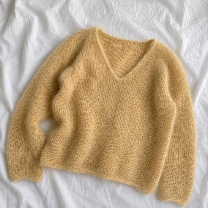 Cumulus Blouse V-Neck Knit Kit-Needlecraft Kits-Wild & Woolly Yarns-XS / S-Drops of Honey (6276)-Wild & Woolly Yarns