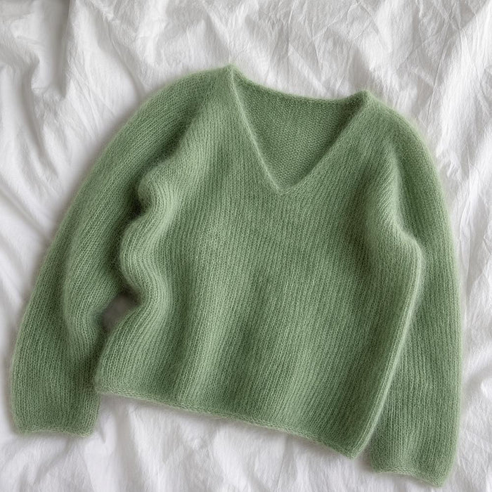 Cumulus Blouse V-Neck Knit Kit-Needlecraft Kits-Wild & Woolly Yarns-XS / S-Grey Aqua (6298)-Wild & Woolly Yarns