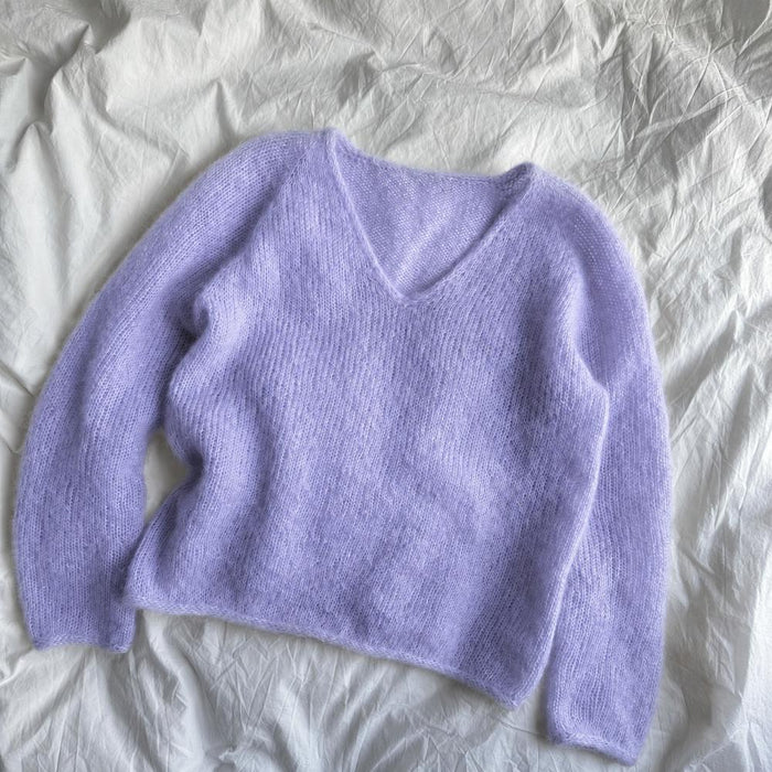 Cumulus Blouse V-Neck Knit Kit-Needlecraft Kits-Wild & Woolly Yarns-XS / S-Light Periwinkle (6047)-Wild & Woolly Yarns