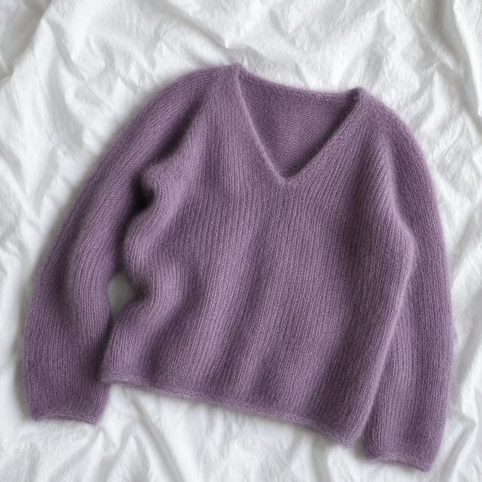 Cumulus Blouse V-Neck Knit Kit-Needlecraft Kits-Wild & Woolly Yarns-XS / S-Purple Trinket (6557)-Wild & Woolly Yarns
