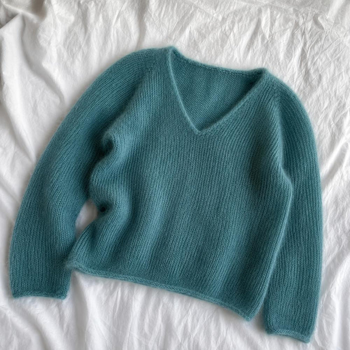 Cumulus Blouse V-Neck Knit Kit-Needlecraft Kits-Wild & Woolly Yarns-XS / S-Turkish Stone (6174)-Wild & Woolly Yarns