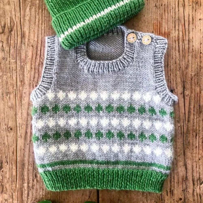 Cypress Vest and Beanie Knit Kit-Needlecraft Kits-Wild & Woolly Yarns-0-3 / 3-6 Months-Wild & Woolly Yarns