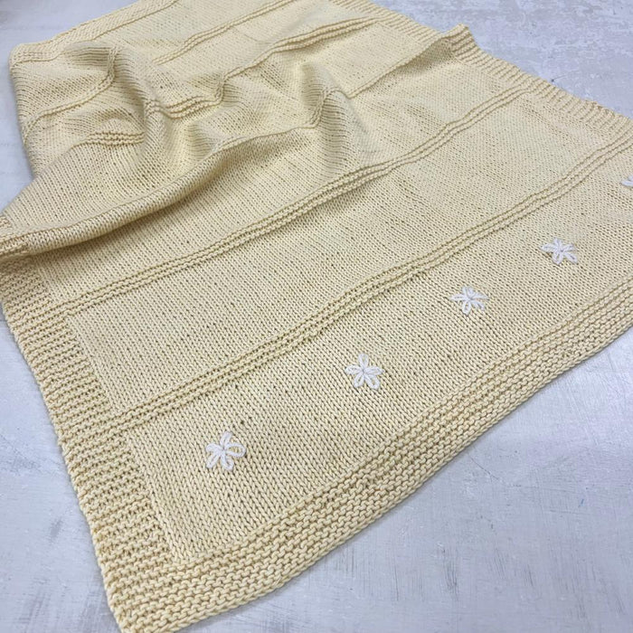 Dayana Baby Blanket Knit Kit-Needlecraft Kits-Wild & Woolly Yarns-White (1002)-Wild & Woolly Yarns