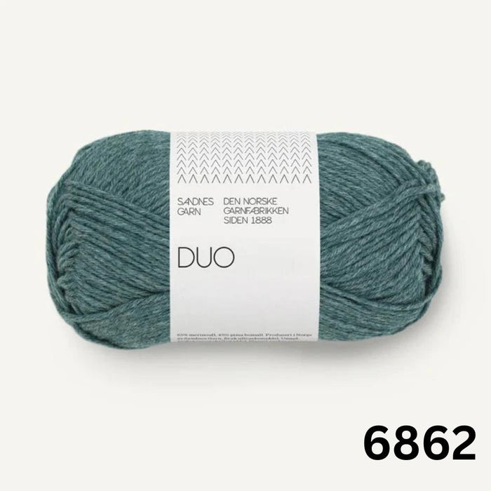 Duo – Soft Merino & Cotton Blend-Yarn-Sandnes Garn-Dark Aqua Melange (6862)-Wild & Woolly Yarns
