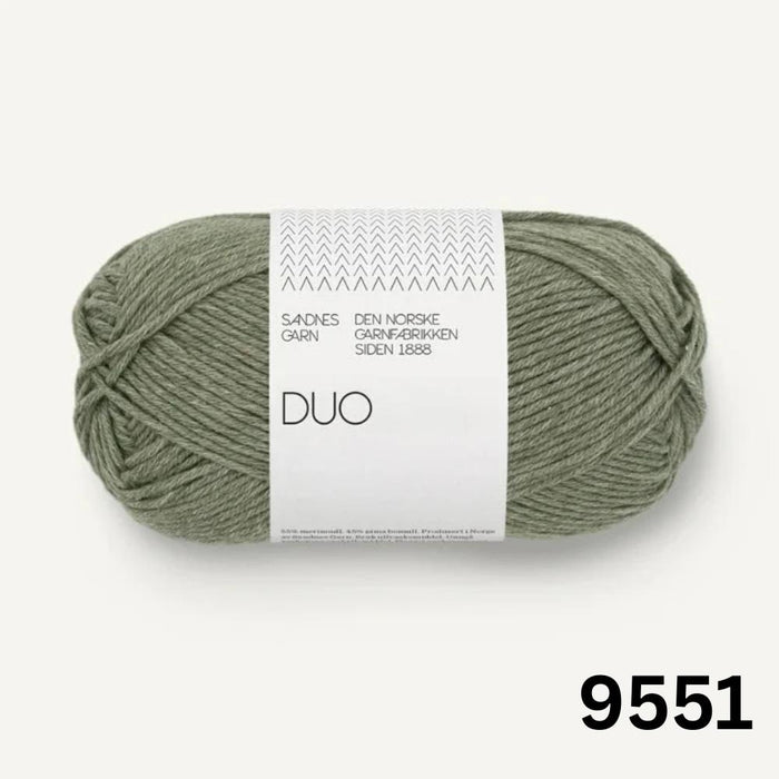 Duo – Soft Merino & Cotton Blend-Yarn-Sandnes Garn-Dusty Moss Melange (9551)-Wild & Woolly Yarns