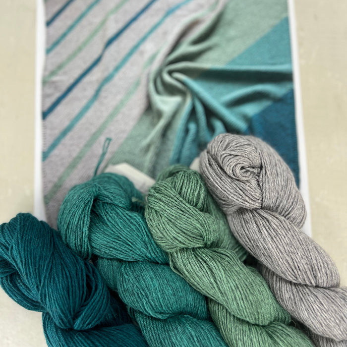 Diagonal Colour Blocked Baby Blanket Knit Kit-Needlecraft Kits-Wild & Woolly Yarns-Ocean Glass-Without Needles-Wild & Woolly Yarns