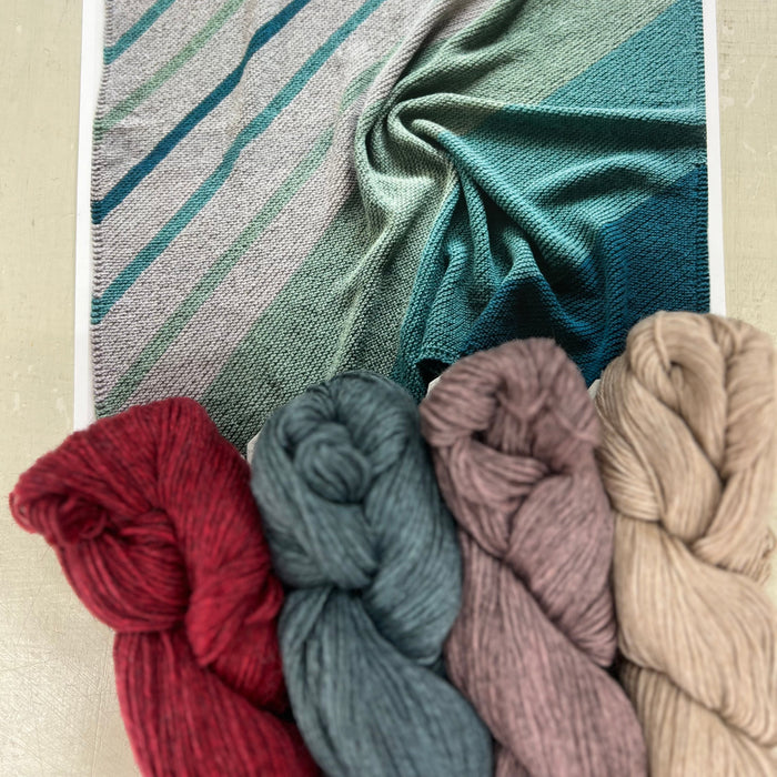 Diagonal Colour Blocked Baby Blanket Knit Kit-Needlecraft Kits-Wild & Woolly Yarns-Ocean Glass-Without Needles-Wild & Woolly Yarns