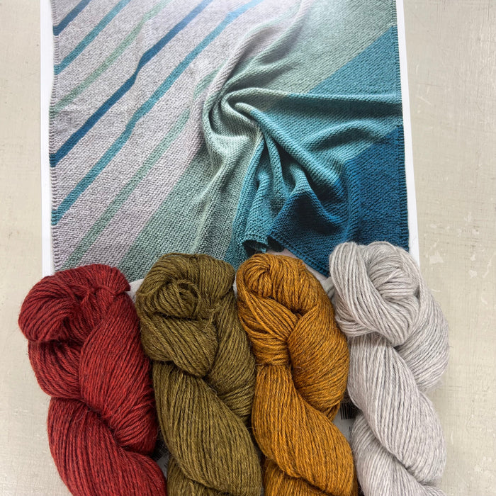 Diagonal Colour Blocked Baby Blanket Knit Kit-Needlecraft Kits-Wild & Woolly Yarns-Ocean Glass-Without Needles-Wild & Woolly Yarns