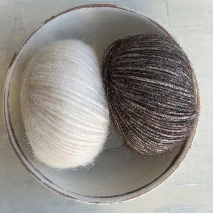 Fair Isle Beanie & Scarf Set Knit Kit-Needlecraft Kits-Wild & Woolly Yarns-Brown Grey Melange (618)-Wild & Woolly Yarns