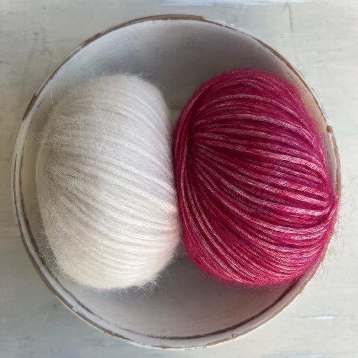 Fair Isle Beanie & Scarf Set Knit Kit-Needlecraft Kits-Wild & Woolly Yarns-Raspberry Melange (620)-Wild & Woolly Yarns