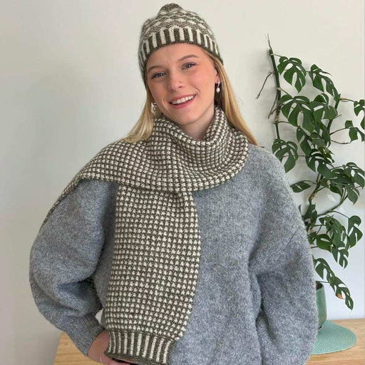 Fair Isle Beanie & Scarf Set Knit Kit-Needlecraft Kits-Wild & Woolly Yarns-Charcoal (606)-Wild & Woolly Yarns