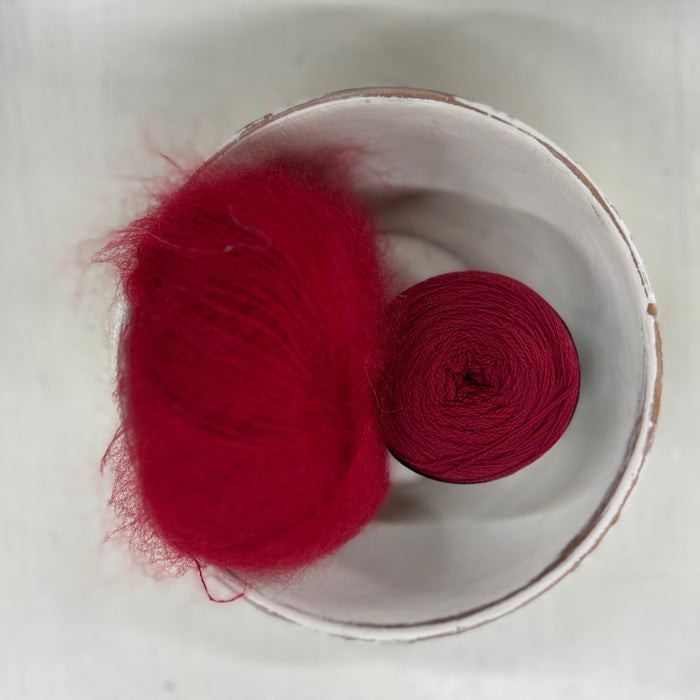 Float Relaxed Shawl Knitting Kit-Needlecraft Kits-Wild & Woolly Yarns-Vivid Burgundy (0466)-Without Needles-Wild & Woolly Yarns