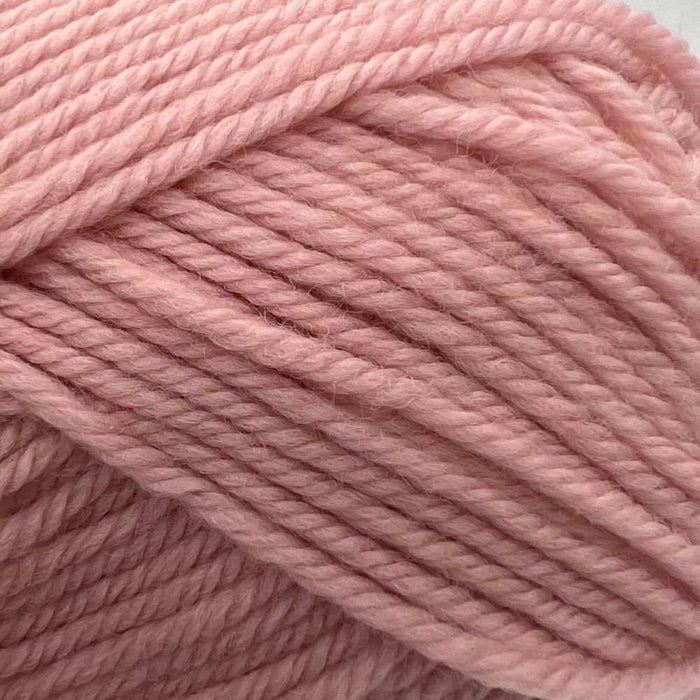 Goldie Sweater & Hat Knit Kit yarn in soft pink merino wool, 8ply, 50g ball.