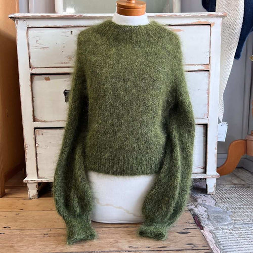 Lucy Light Balloon Sleeve Sweater Knit Kit - Cropped Length-Needlecraft Kits-Wild & Woolly Yarns-Small-3079-Wild & Woolly Yarns