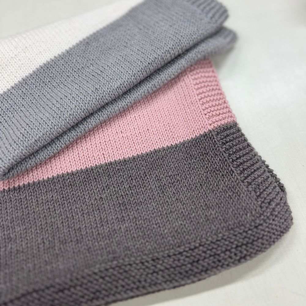 Border Ribbed Baby Blanket Knitting Pattern Multi Size Easy Rib