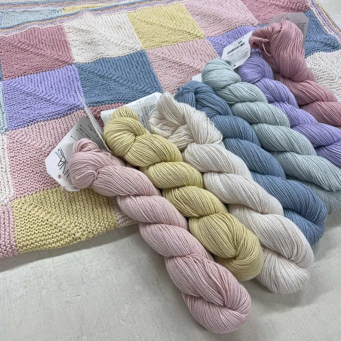 Paintbox Baby Blanket Knit Kit-Needlecraft Kits-Wild & Woolly Yarns-Duna Soft Pastels-Without Needles-Wild & Woolly Yarns