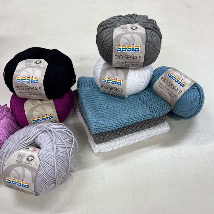 Pure and Simple Organic Face Cloths Knit Kit-Needlecraft Kits-Wild & Woolly Yarns-Without-Whanganui-Wild & Woolly Yarns