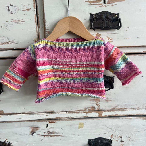Rolled Edge Baby Sweater Knitting Kit-Needlecraft Kits-Wild & Woolly Yarns-Chuckles (0444)-Newborn / 3 Months / 6-9 Months-Wild & Woolly Yarns