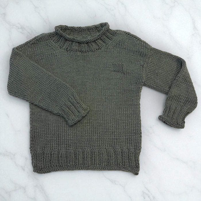 Rolled Edge Jumper Knit Kit-Needlecraft Kits-Wild & Woolly Yarns-White (01)-6-9Months / 1-2Yrs-Wild &amp; Woolly Yarns