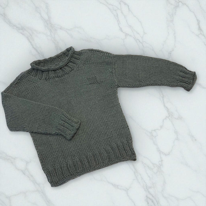 Rolled Edge Jumper Knit Kit-Needlecraft Kits-Wild & Woolly Yarns-White (01)-6-9Months / 1-2Yrs-Wild &amp; Woolly Yarns