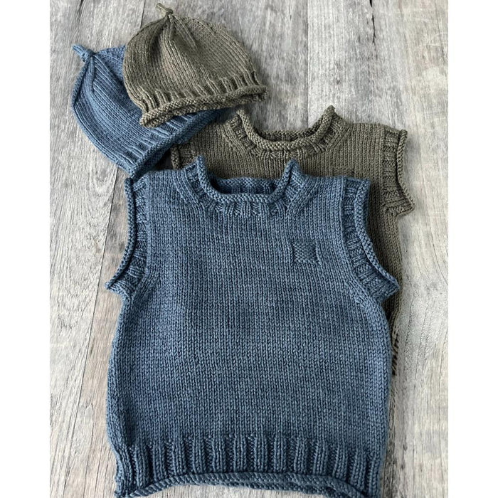 Rudy Rolled Edge Vest Knit Kit-Needlecraft Kits-Wild & Woolly Yarns-White (2000)-3-6 Months-Wild & Woolly Yarns