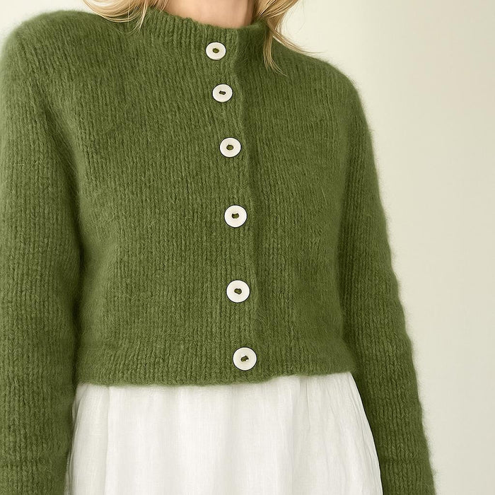 Sadie Cardigan Knit Kit-Needlecraft Kits-Wild & Woolly Yarns-Snow Drift (3001)-82cm-Wild & Woolly Yarns