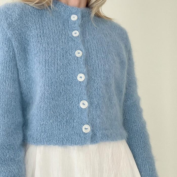 Sadie Cardigan Knit Kit-Needlecraft Kits-Wild & Woolly Yarns-Snow Drift (3001)-82cm-Wild & Woolly Yarns