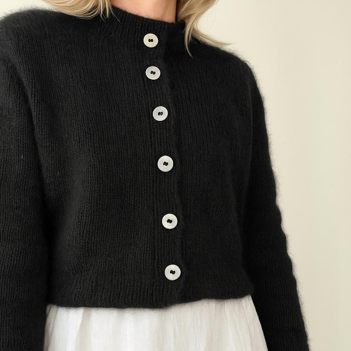 Sadie Cardigan Knit Kit-Needlecraft Kits-Wild & Woolly Yarns-Kuroi Black (3081)-82cm-Wild & Woolly Yarns