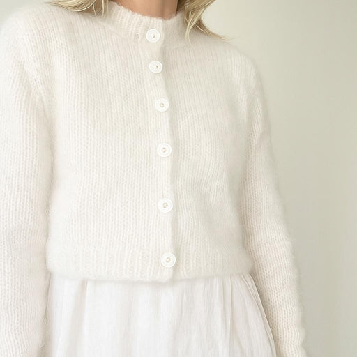 Sadie Cardigan Knit Kit-Needlecraft Kits-Wild & Woolly Yarns-Snow Drift (3001)-82cm-Wild & Woolly Yarns