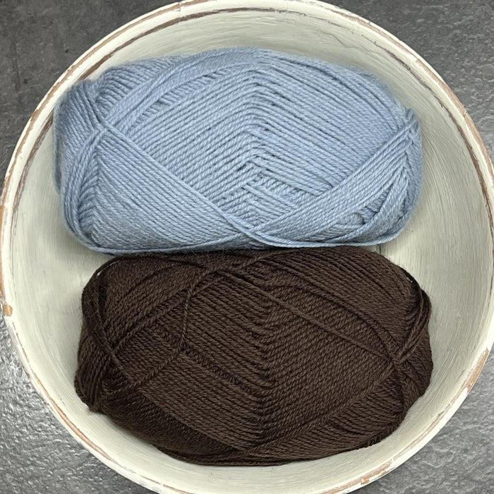 Seaside Set Knit Kit for PetiteKnit Pattern | Baby Sweater & Pants Set-Needlecraft Kits-Wild & Woolly Yarns-0-1mnths / 1-2mnths-Above The Clouds (6050) / Cacao Nibs (3091)-Wild & Woolly Yarns