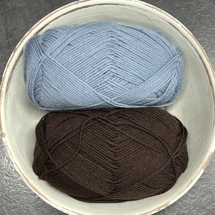 Seaside Set Knit Kit for PetiteKnit Pattern | Baby Sweater & Pants Set-Needlecraft Kits-Wild & Woolly Yarns-0-1mnths / 1-2mnths-Above The Clouds (6050) / Cacao Nibs (3091)-Wild & Woolly Yarns