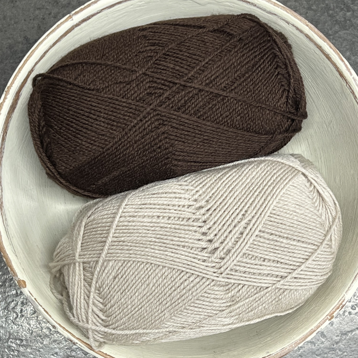 Seaside Set Knit Kit for PetiteKnit Pattern | Baby Sweater & Pants Set-Needlecraft Kits-Wild & Woolly Yarns-0-1mnths / 1-2mnths-Cardamom (3821) / Cacao Nibs (3091)-Wild & Woolly Yarns