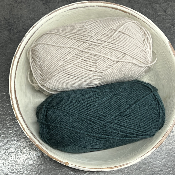 Seaside Set Knit Kit for PetiteKnit Pattern | Baby Sweater & Pants Set-Needlecraft Kits-Wild & Woolly Yarns-0-1mnths / 1-2mnths-Cardamom (3821) / Deep Petrol (7281)-Wild & Woolly Yarns