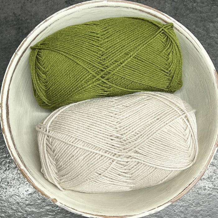 Seaside Set Knit Kit for PetiteKnit Pattern | Baby Sweater & Pants Set-Needlecraft Kits-Wild & Woolly Yarns-0-1mnths / 1-2mnths-Marzipan (2321) / Matcha (9564)-Wild & Woolly Yarns