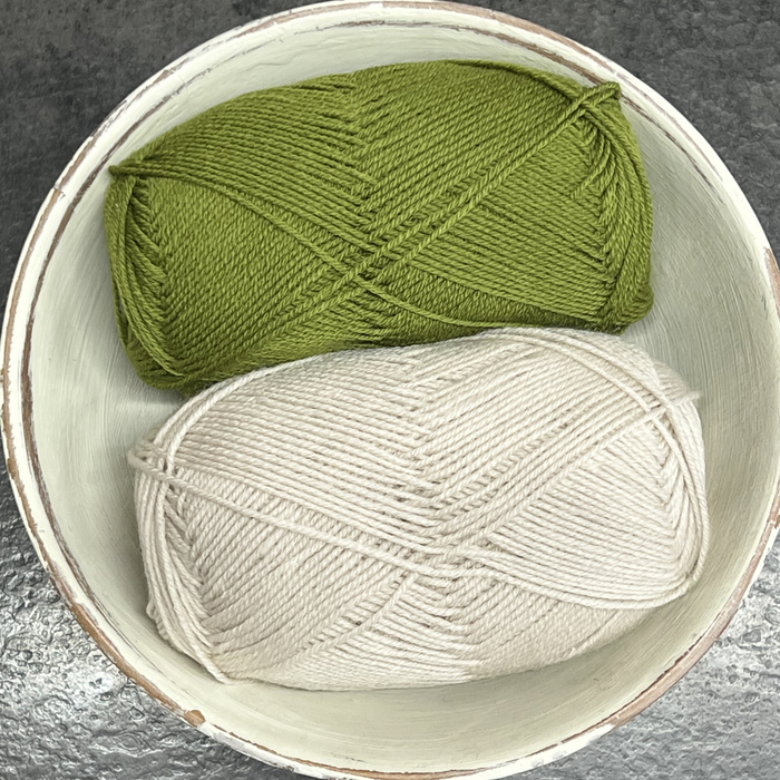 Seaside Set Knit Kit for PetiteKnit Pattern | Baby Sweater & Pants Set-Needlecraft Kits-Wild & Woolly Yarns-0-1mnths / 1-2mnths-Marzipan (2321) / Matcha (9564)-Wild & Woolly Yarns