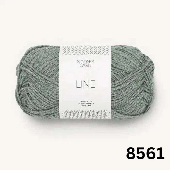 Sandnes Garn Line 8ply Cotton Linen Yarn-Yarn-The Ribbon Rose-Dusty Green (8561)-Wild & Woolly Yarns